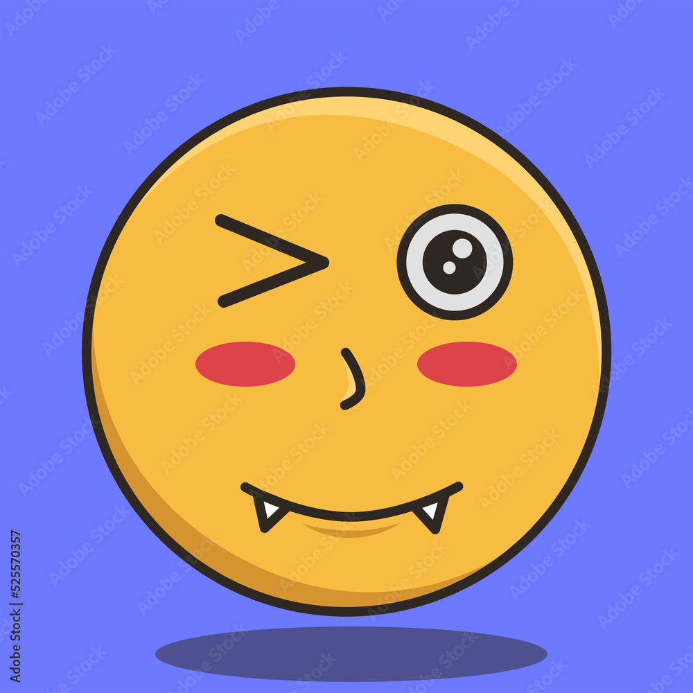 Fototapeta premium happy cute yellow vampire emoticon illustration