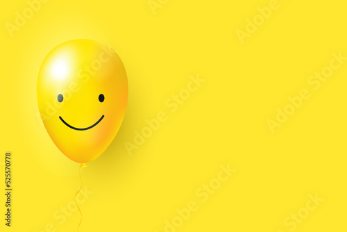 Ball 3d yellow with a cheerful smile of joy