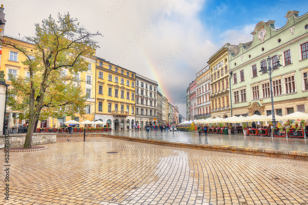 Astonishing cityscape of Main market square in Krakow.