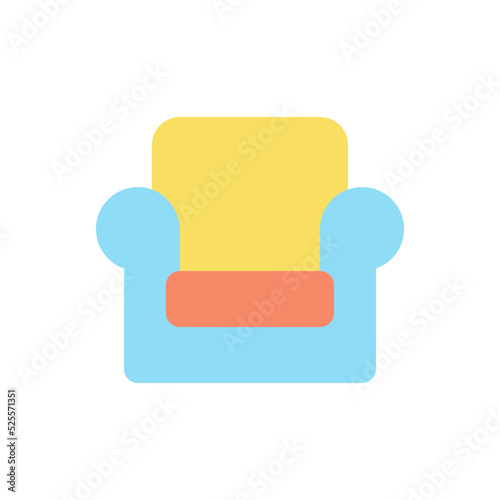 Armchair flat color ui icon. Selling furniture online. E commerce site. Retail store. Home accessories. Simple filled element for mobile app. Colorful solid pictogram. Vector isolated RGB illustration