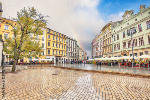 Astonishing cityscape of Main market square in Krakow.