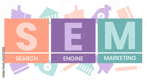 SEM - Search Engine Marketing acronym, business concept on blackboard