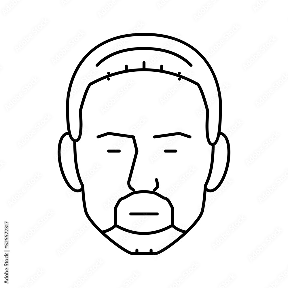circle beard hair style line icon vector illustration
