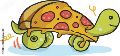 Speedy Pizza Restaurant Turtle Logo, vector logotype for food delivery