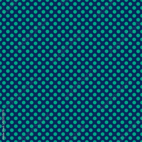 Polka dot texture, green on dark blue polka dot seamless pattern as background