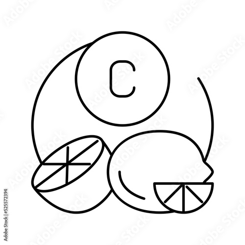 c vitamin citrus line icon vector illustration