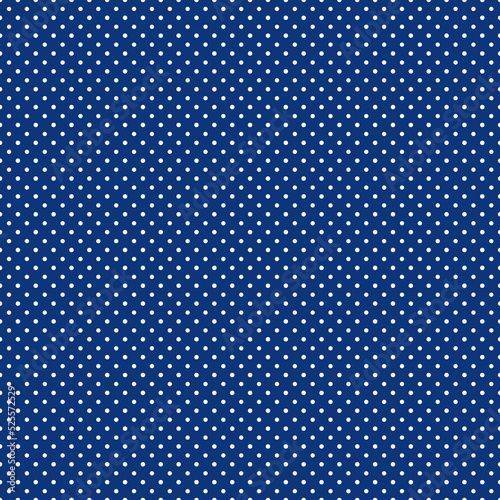 Polka dot texture, white on navy blue polka dot seamless pattern as background