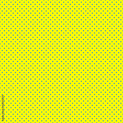 Polka dot texture, blue on yellow polka dot seamless pattern as background
