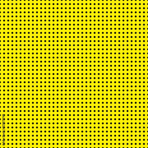 Polka dot texture, black on yellow polka dot seamless pattern as background
