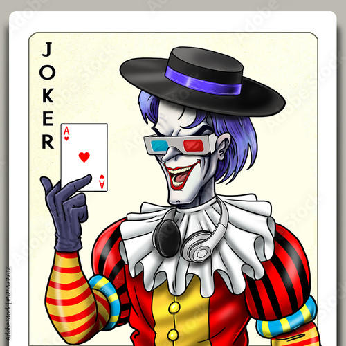 a drawing of the Joker smiling and holding a card
