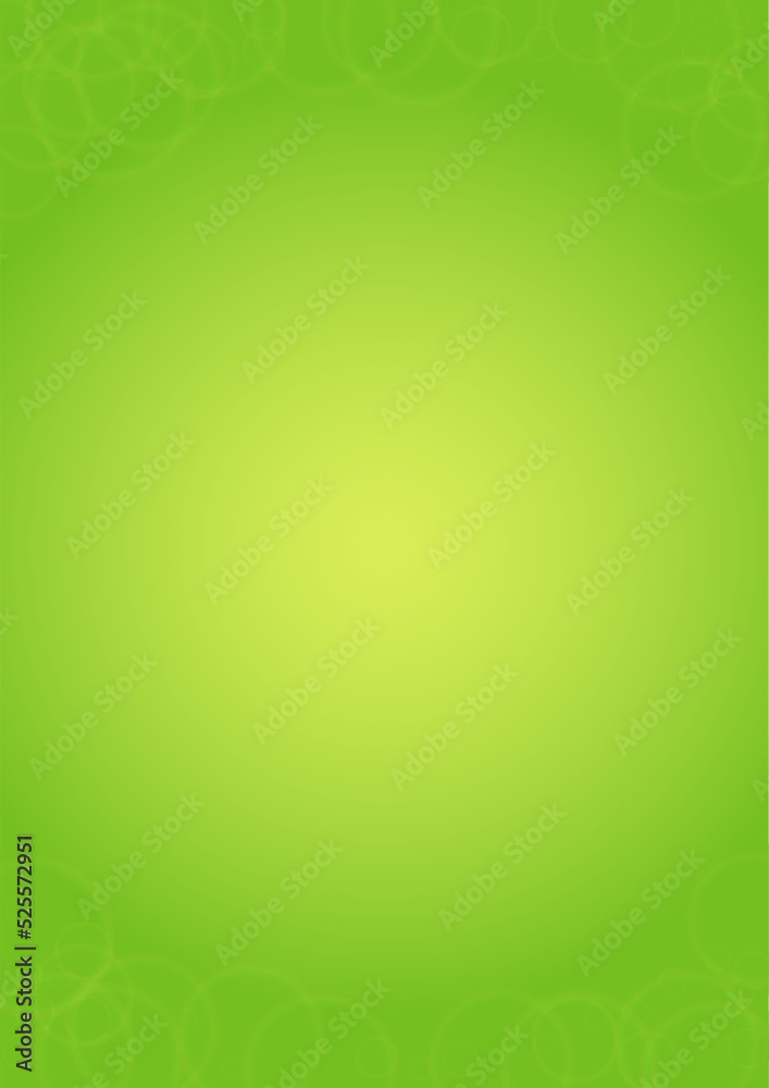 Abstract Green Background with Golden Circular Spot Lights.  Vibrant Sunlight  Summer and Spring Texture. Eco and Environment Page Design. Defocused Fresh Leaf Print. Bokeh Blurry Template.