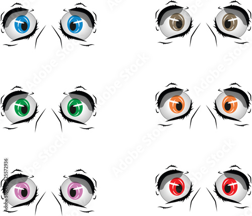 Cartoon beautiful eyes vector set. wondering emotion eyes