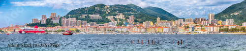 Incredible morning cityscape of Ajaccio city and port.