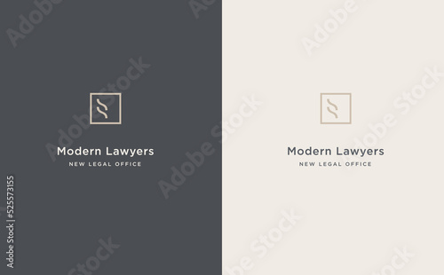 Modern legal office logo. Prestige lawyer, solicitor, barrister branding.