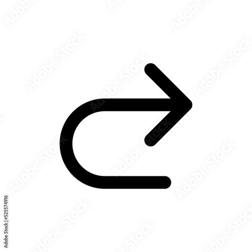 Repeat black glyph ui icon. Redo action. Next step. Simple filled line element. User interface design. Silhouette symbol on white space. Solid pictogram for web, mobile. Isolated vector illustration