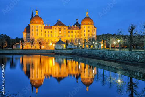 Majestic view of Moritzburg Castle near Dresden.