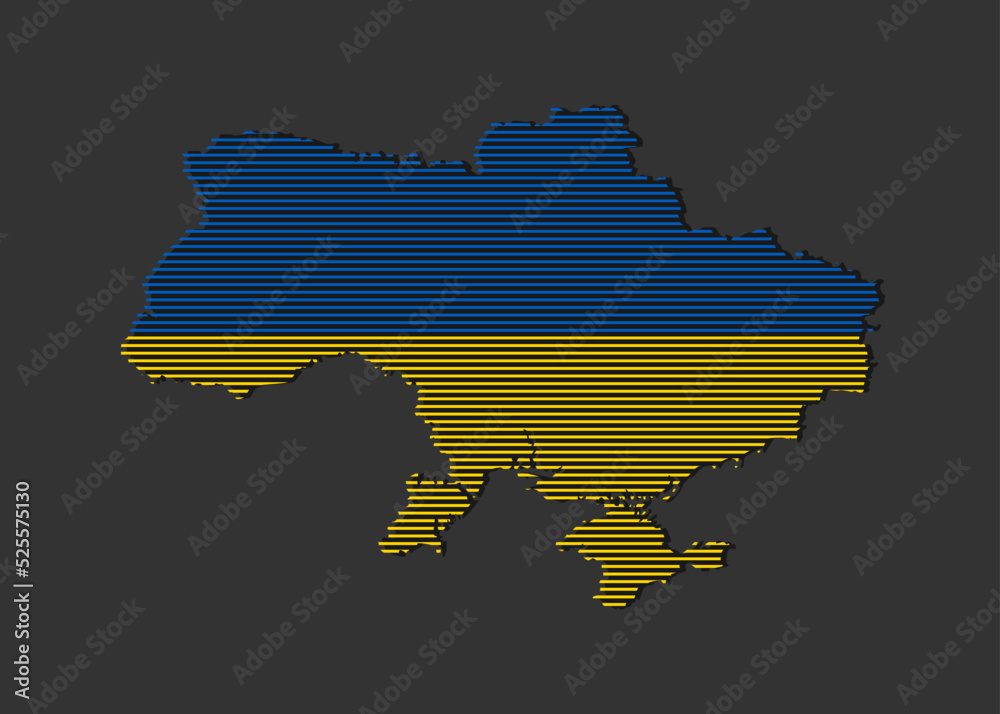 Fototapeta premium Silhouette map Ukraine, flag made color dots