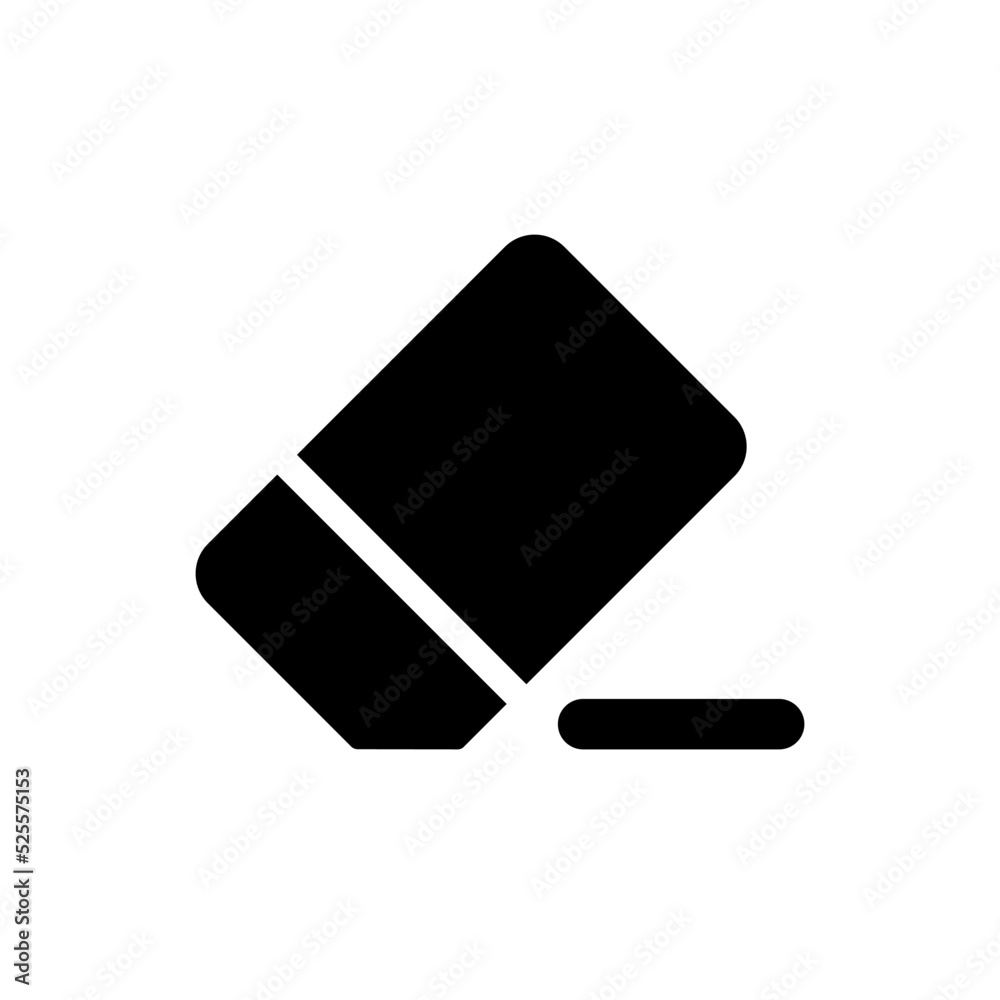 Eraser black glyph ui icon. Remove image part. Simple filled line element. User interface design. Silhouette symbol on white space. Solid pictogram for web, mobile. Isolated vector illustration Eraser black glyph ui icon. Remove image part. Simple filled line element. User interface design. Silhouette symbol on white space. Solid pictogram for web, mobile. Isolated vector illustration