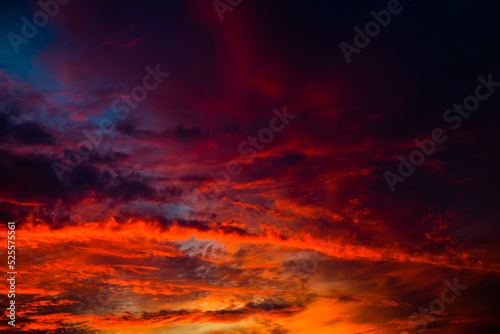 Beautiful red clouds, summer sunset