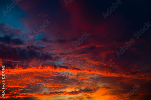 Beautiful red and orange clouds, summer sunset © E.O.