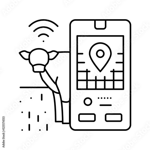 livestock tracking smart farm line icon vector illustration