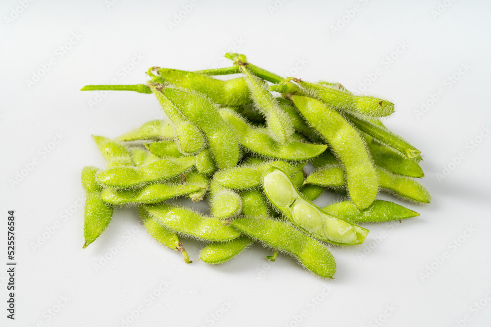 Fresh edamame on a monochrome background Fresh edamame on a monochrome background