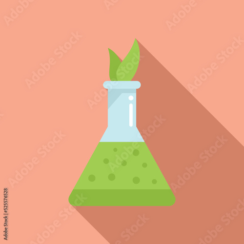 Gmo flask icon flat vector. Dna food