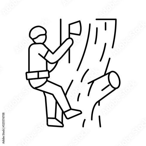 tree surgery landscape line icon vector illustration