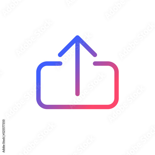 Upload file pixel perfect gradient linear ui icon. Digital transmission. Share on social media. Line color user interface symbol. Modern style pictogram. Vector isolated outline illustration