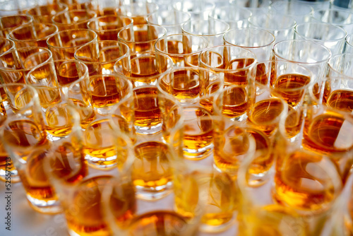High quality Caribbean rum in modern glass for tasting