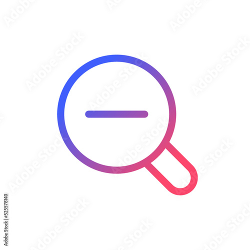 Magnifier and minus pixel perfect gradient linear ui icon. Image downsizing. Navigation. Photo editor. Line color user interface symbol. Modern style pictogram. Vector isolated outline illustration