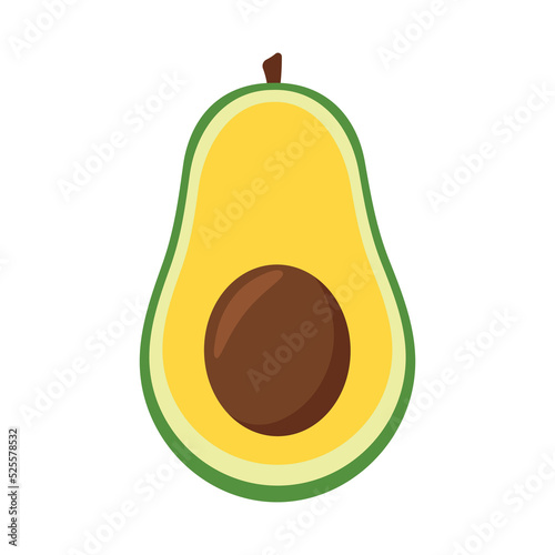 Animated Avocado Half Slices Fruit Icon Clip art in Cartoon Vector Illustration