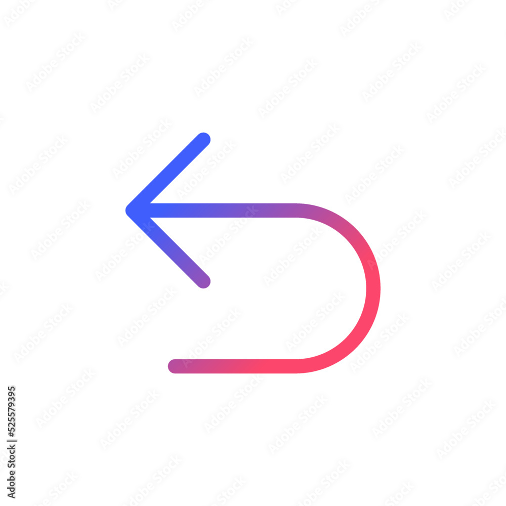 Undo pixel perfect gradient linear ui icon. Digital program navigation. Move to previous step. Pointer. Line color user interface symbol. Modern style pictogram. Vector isolated outline illustration Undo pixel perfect gradient linear ui icon. Digital program navigation. Move to previous step. Pointer. Line color user interface symbol. Modern style pictogram. Vector isolated outline illustration