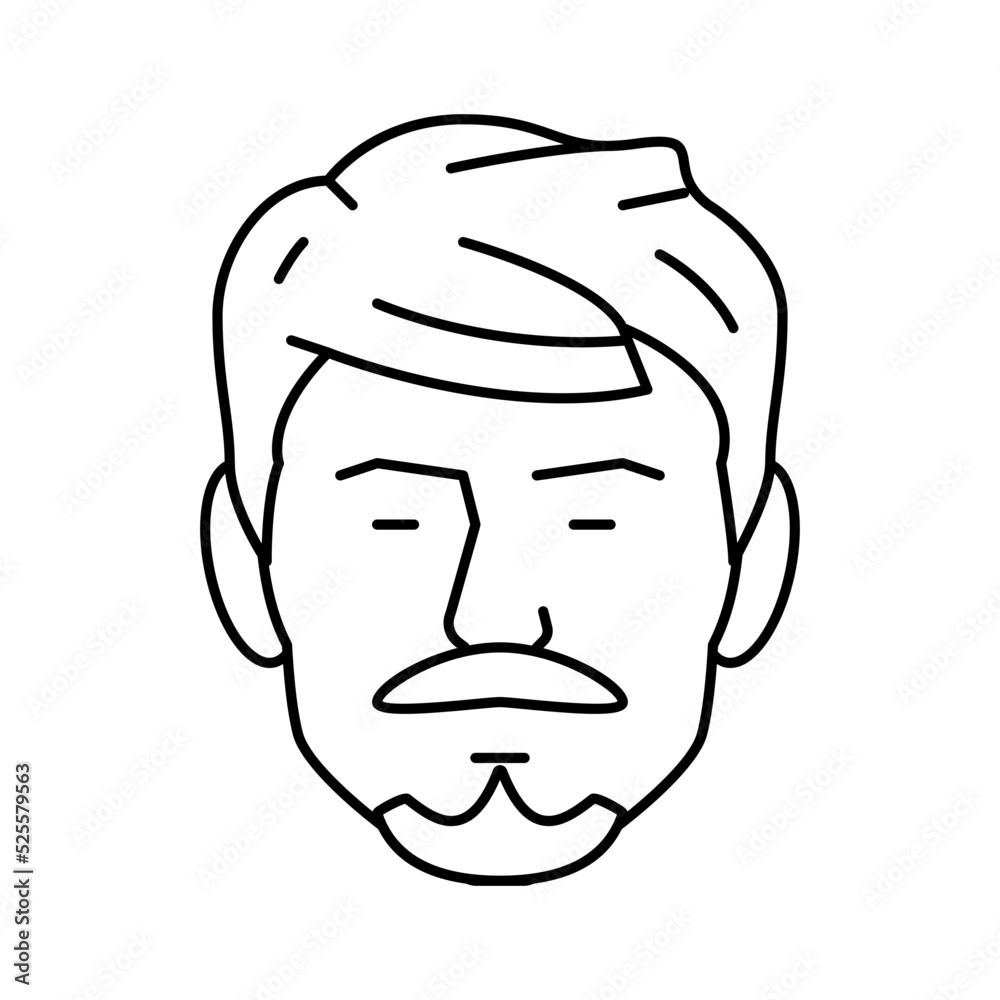 anchor beard hair style line icon vector illustration