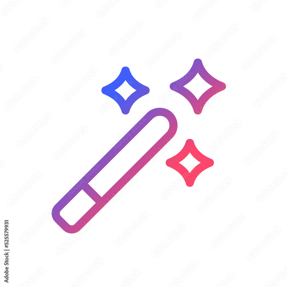 Magic wand tool pixel perfect gradient linear ui icon. Wizard accessory. Area selection. Photo editor. Line color user interface symbol. Modern style pictogram. Vector isolated outline illustration Magic wand tool pixel perfect gradient linear ui icon. Wizard accessory. Area selection. Photo editor. Line color user interface symbol. Modern style pictogram. Vector isolated outline illustration