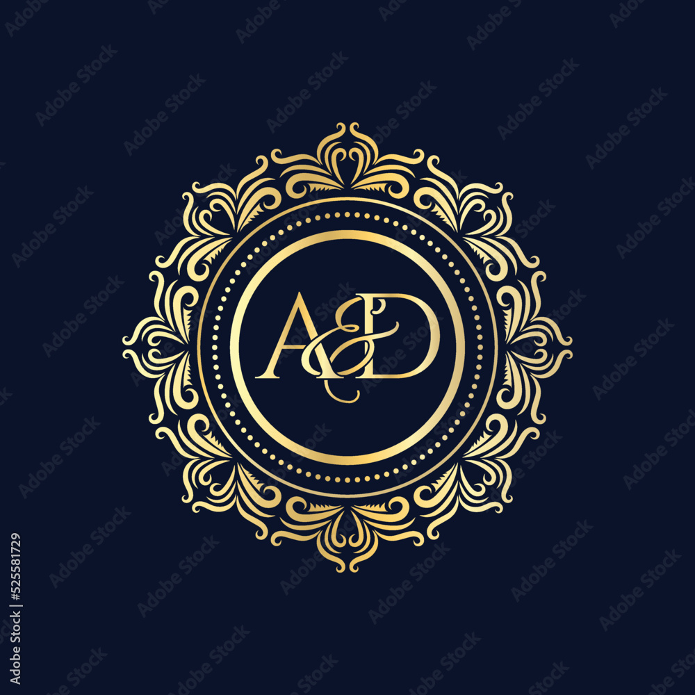 A and D, AD logo initial vector mark, AD luxury ornament monogram logo