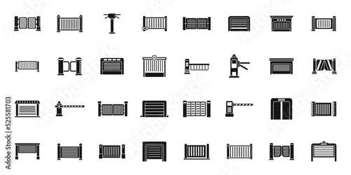 Automatic gate icons set simple vector. Electric door
