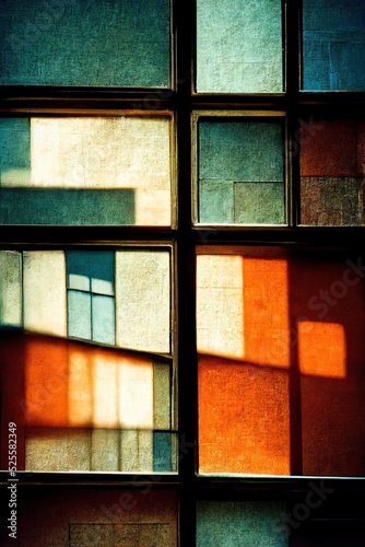 Abstract square building window frames, multi colored blocks and blurry focal shadows - delightfully odd, unusually pretty strange background graphics resource. © SoulMyst