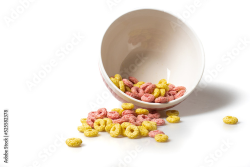 Image of cereal with bowl on white background