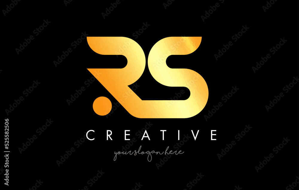 Golden Gold RS Letter Logo Design with Creative Modern Trendy Typography. Golden Gold RS Letter Logo Design with Creative Modern Trendy Typography.