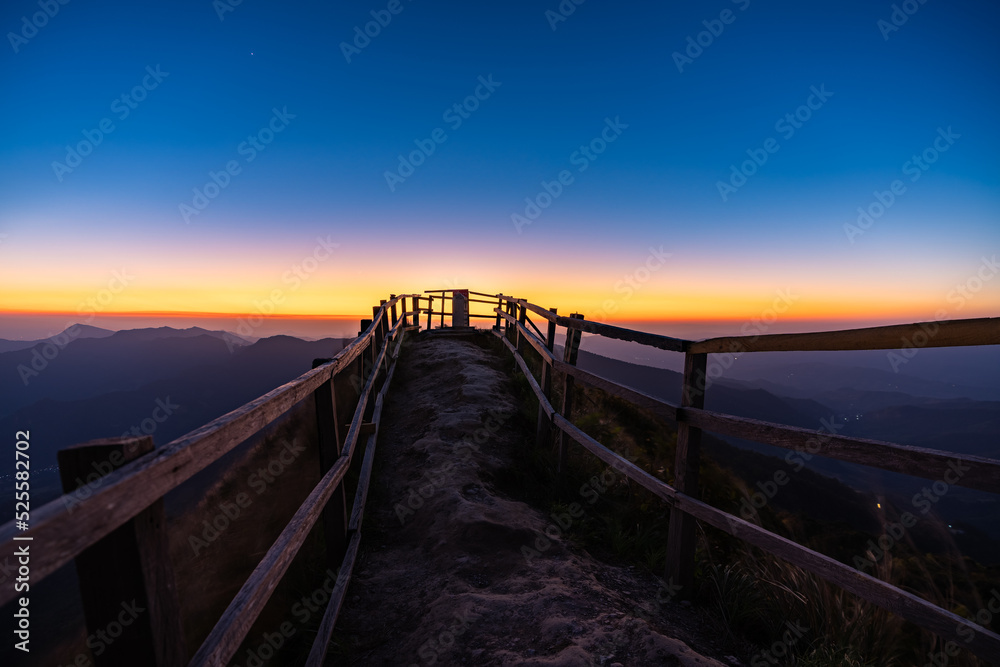 Sunset view on the peak of Phu Chi Dao, Tambon Po, Amphoe Wiang Kaen, Chiang Rai, Thailand