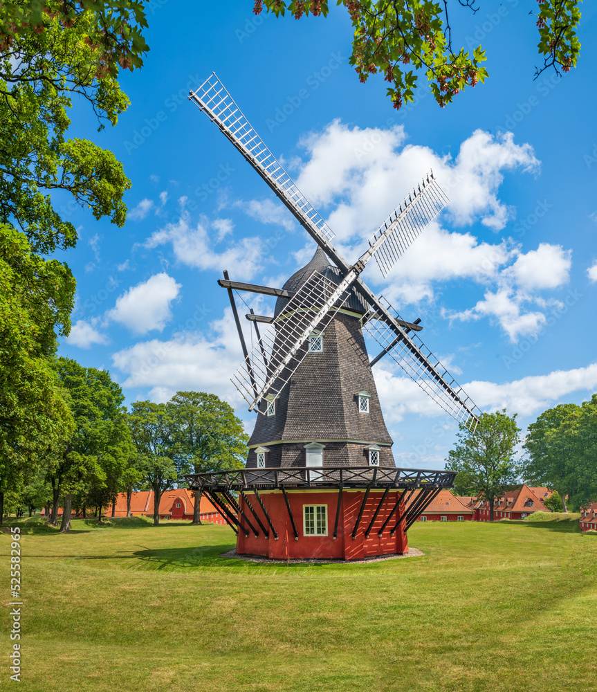 Obraz premium Old red windmill in Copenhagen, Denmark