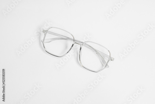 white frame glasses isolated on white background myopia