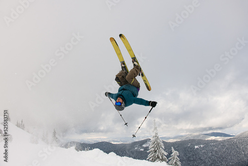 magnificent view of a skier doing somersaults in the air