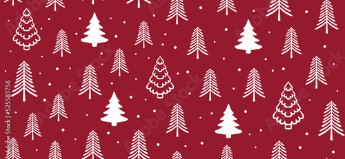 Christmas tree pattern, Hand drawn illustrations.