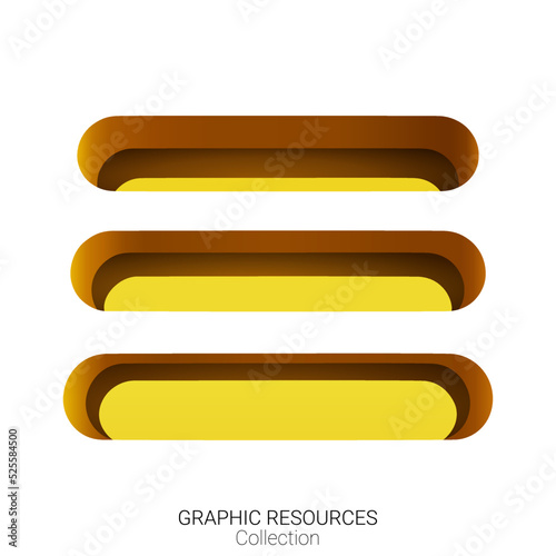 Hamburger menu icon. UI design element. 3d vector icon with inner shadow and inner depth effect isolated on a white background. Included in the graphic resources collection