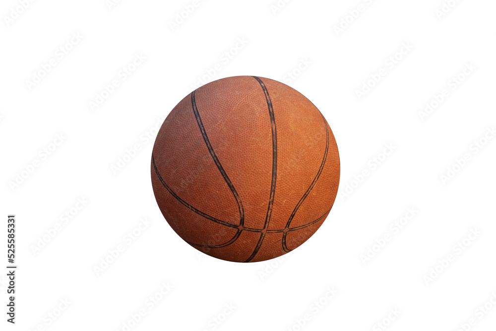 Deteriorated basketball, brown, isolated, transparent, without bottom.