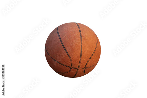 Deteriorated basketball, brown, isolated, transparent, without bottom. © arieldufey