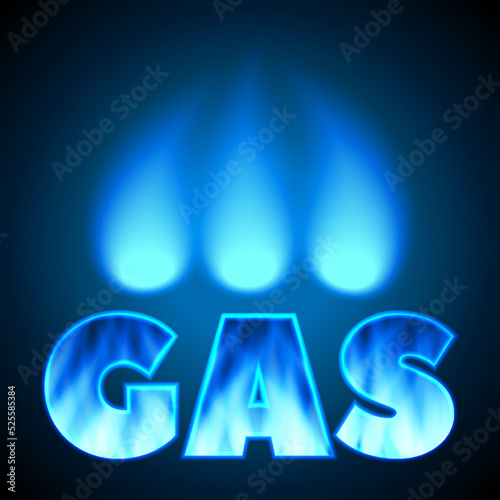 word gas with blue flame vector realistic