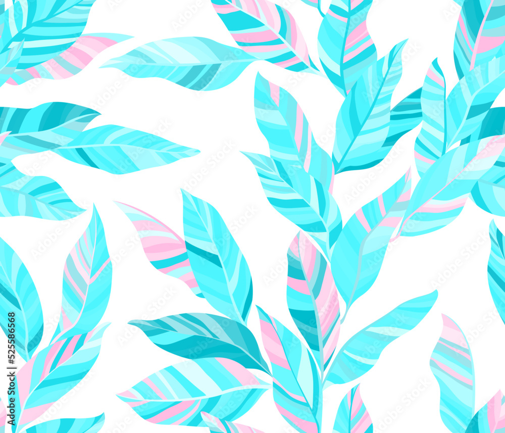 Striped leaves tree branches vector seamless pattern summer fasion textile print design. Striped leaves tree branches vector seamless pattern summer fasion textile print design.